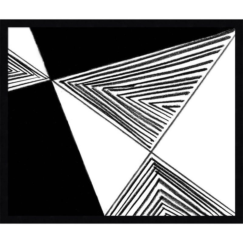 Black and White Geometric Abstract Wood Framed Wall Art