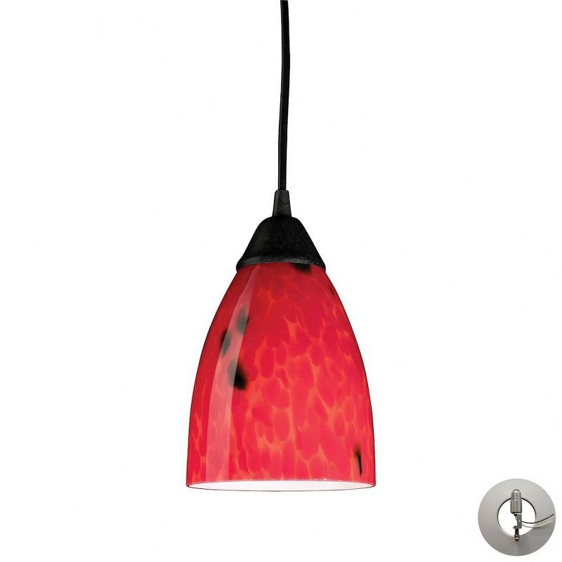 Fire Red Glass and Gold Mini Pendant Light