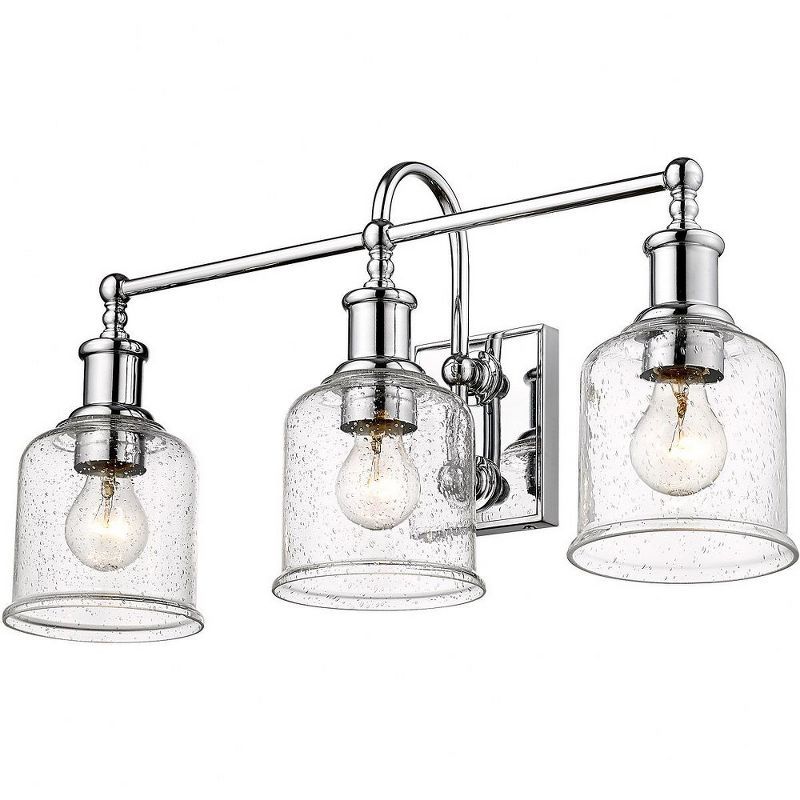 Bryant Chrome 3-Light Vanity with Clear Seedy Glass Shades