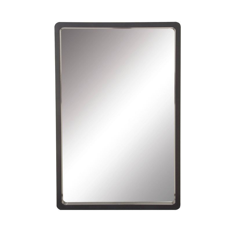 Elegant Matte Black Solid Wood Rectangular Wall Mirror 24" x 36"