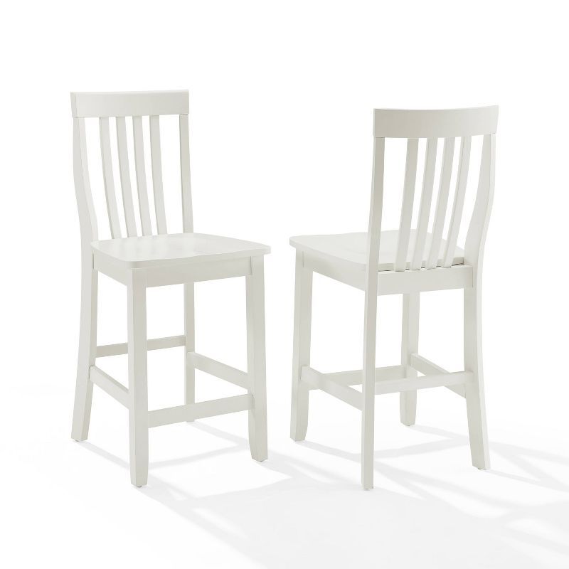 Classic Schoolhouse 24" White Wood Counter Stool Set