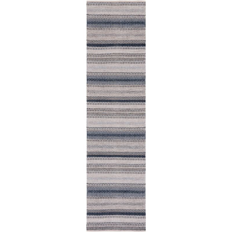Bohemian Gray Nomadic Cotton Flat Woven Runner Rug - 27in x 9in