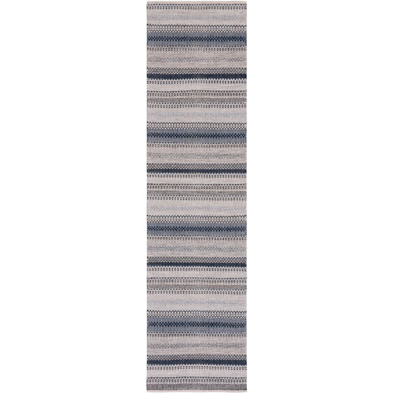 Bohemian Gray Nomadic Cotton Flat Woven Runner Rug - 27in x 9in