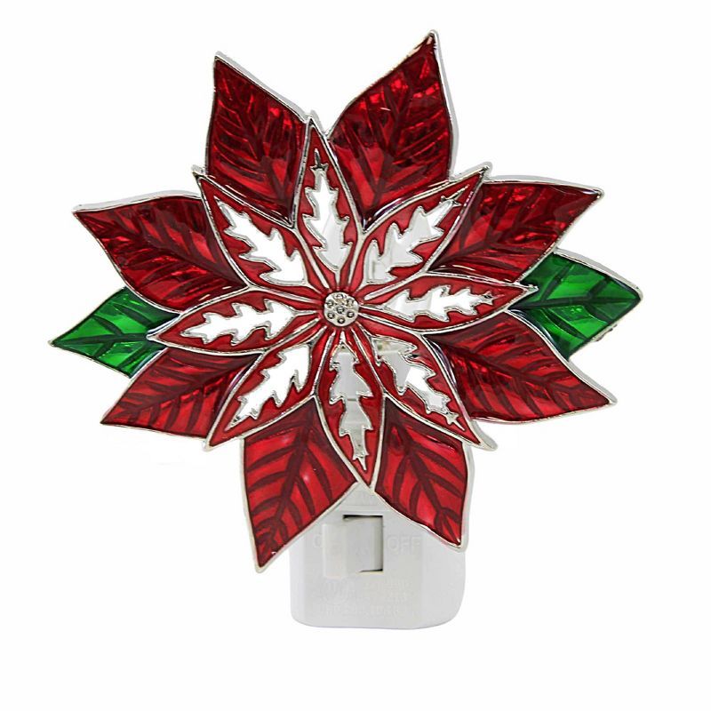 Ganz 4.25" Multicolor Poinsettia Christmas Night Light