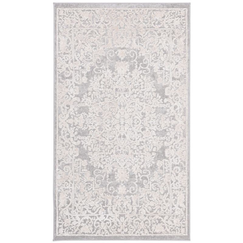 Elegant Gray Synthetic 27'' Hand-Knotted Easy-Care Runner Rug