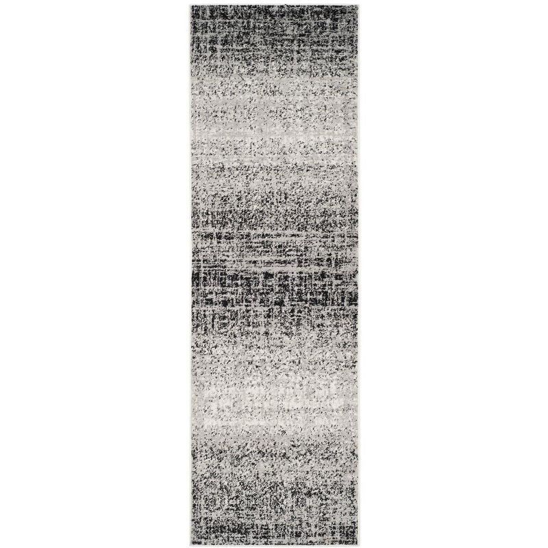 Adirondack Silver and Black Abstract Runner Rug