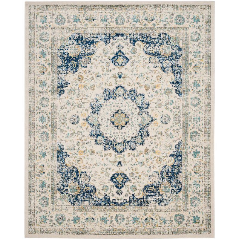 Nathalia Ivory/Blue Transitional Rectangular Easy Care Rug 10' x 14'
