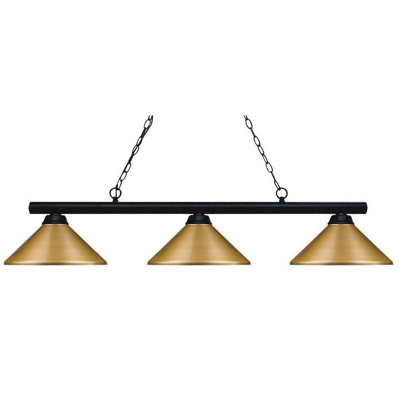 Maddox Matte Black 48" Billiard Light with Satin Gold Shades