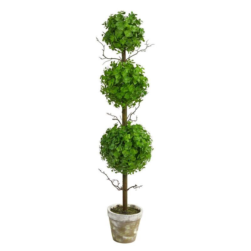 36" Triple Ball Eucalyptus Topiary in Rustic Planter