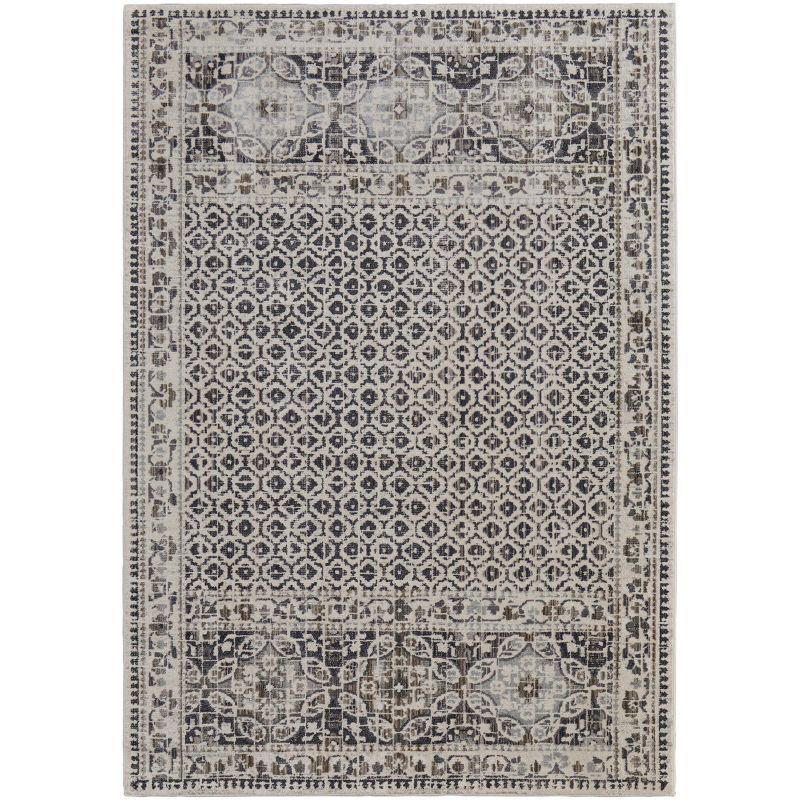 Kano Ivory & Taupe Distressed Floral 6'7" x 9'6" Synthetic Rug