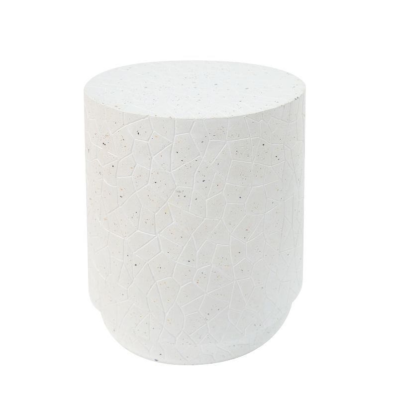 White Terrazzo Concrete Cylindrical Outdoor Side Table