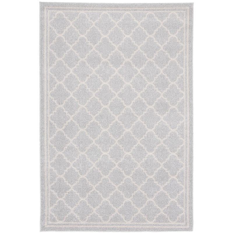 Geometric Beige & Light Grey Easy-Care Rectangular Rug, 5' x 8'