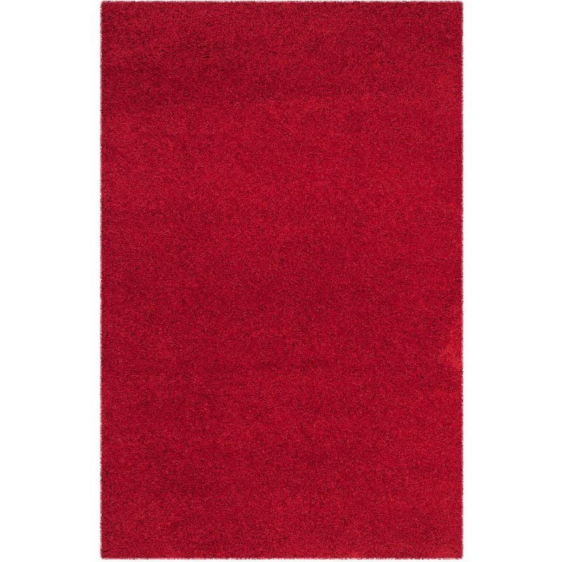 Cozy Crimson Shag 4' x 6' Rectangular Synthetic Area Rug