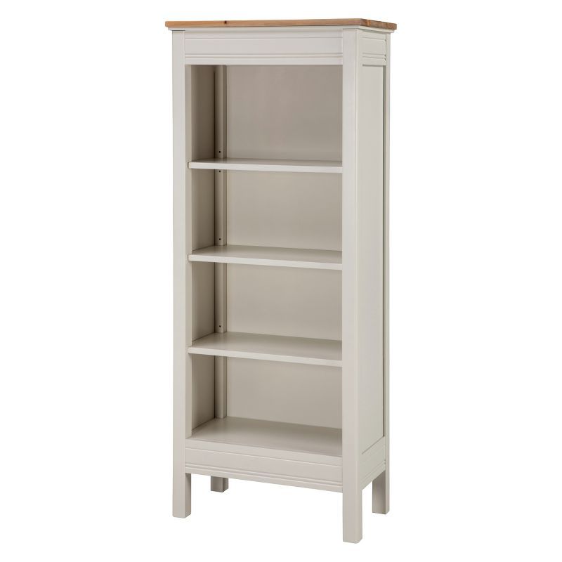 Savannah 63'' Ivory and Natural Wood Adjustable Tall Bookcase