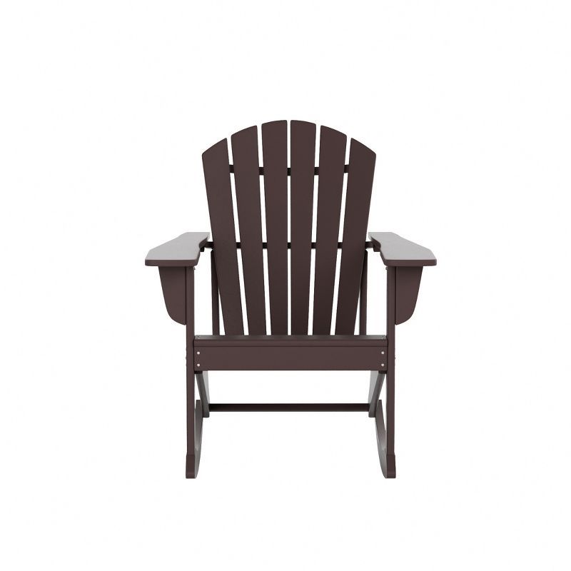 Seashell Adirondack Dark Brown Poly Rocking Chair with Ergonomic Armrest