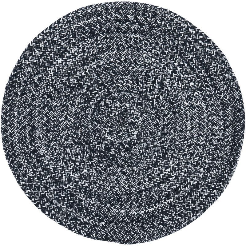 Black and White Braided Cotton Round Rug, 3' x 3'