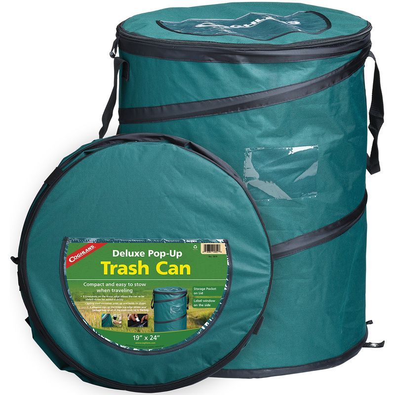 Green Pop-Up Outdoor Trash Can with Zipper Lid, 29.5 Gallon