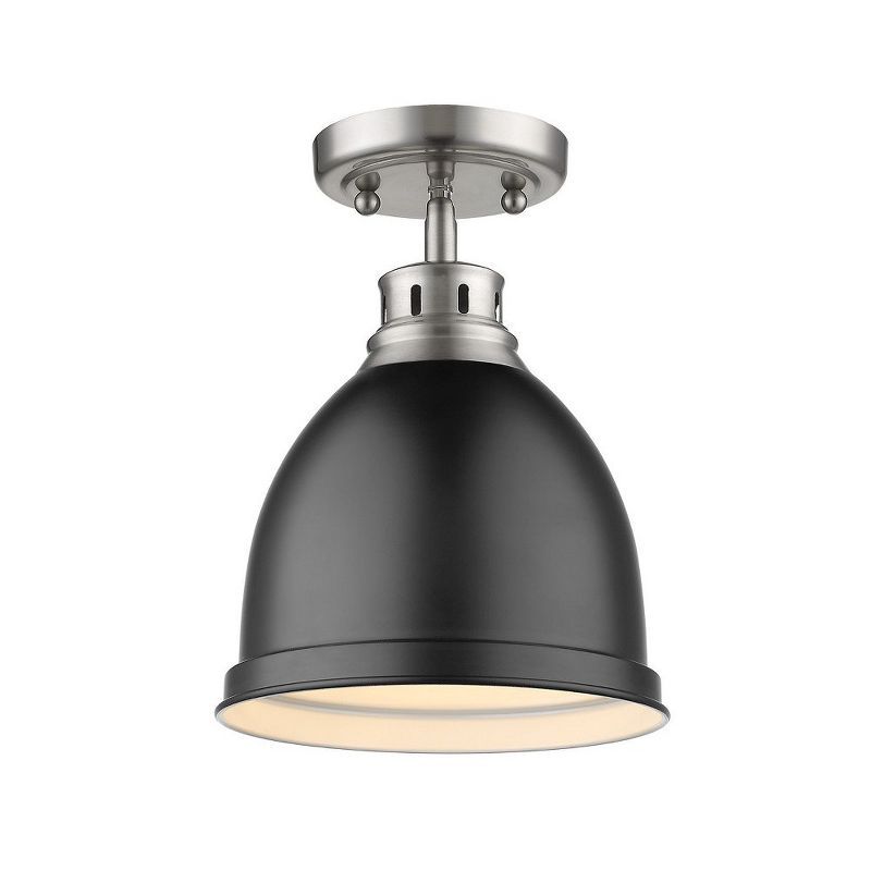 Matte Black and Silver Transitional Flush Mount Light