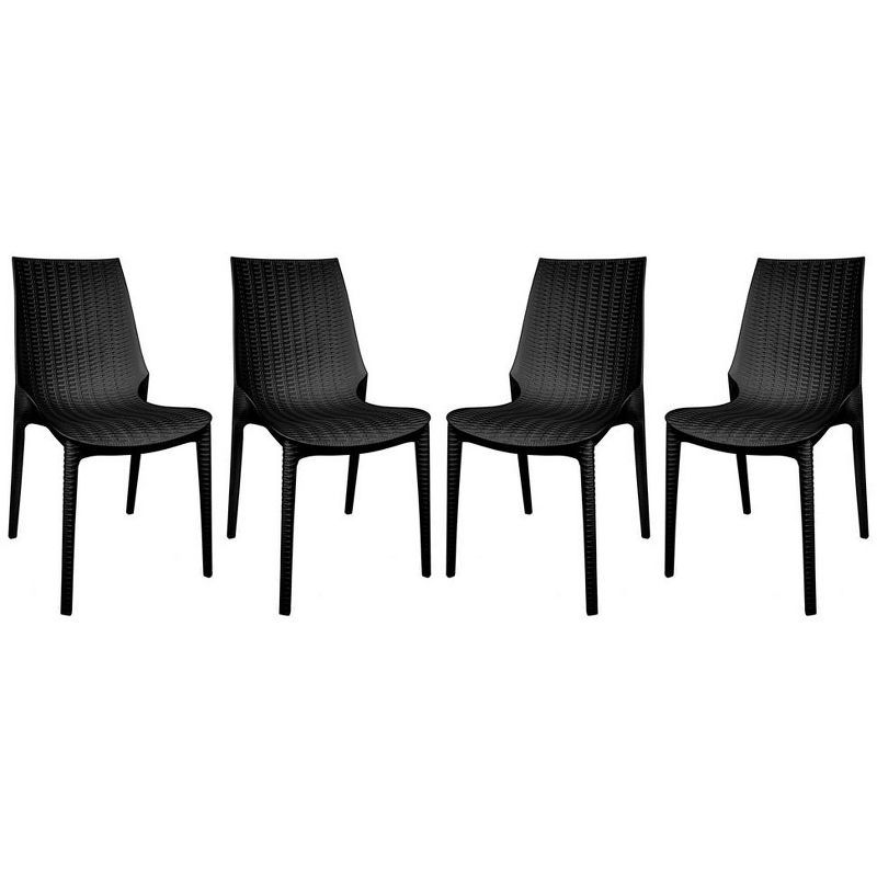 Kent Black Stackable Armless Outdoor Dining Chairs Set of 4