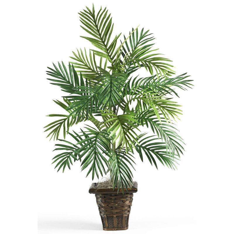 40" Green Silk Areca Palm with Wicker Basket