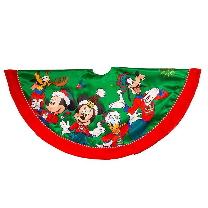 48-Inch Green and Red Mickey and Friends Christmas Tree Skirt