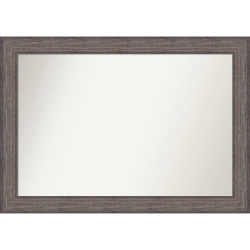 41" x 29" Brown Wood Rectangular Bathroom Vanity Mirror