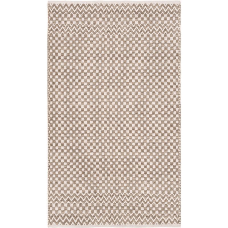 Taupe Geometric Handmade Cotton Area Rug 3' x 5'