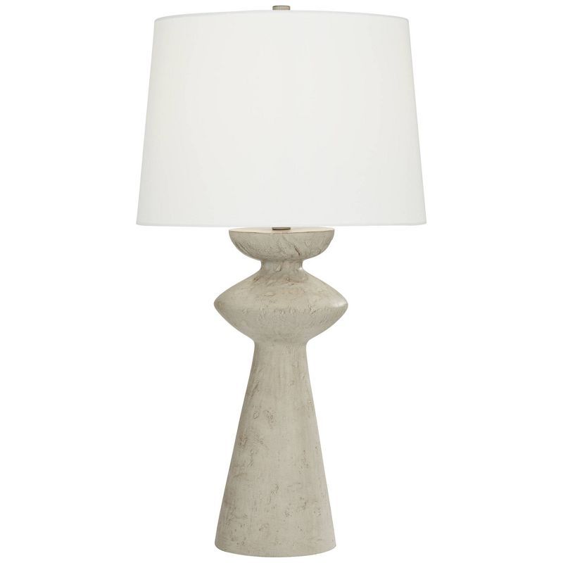 Claire 30" White and Grey Modern Table Lamp with Fabric Shade