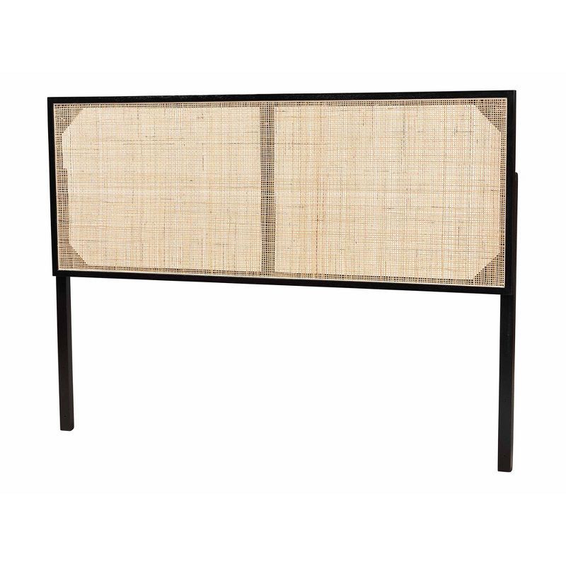 Aurelia Black and Natural Bayur Wood Queen Headboard with Rattan