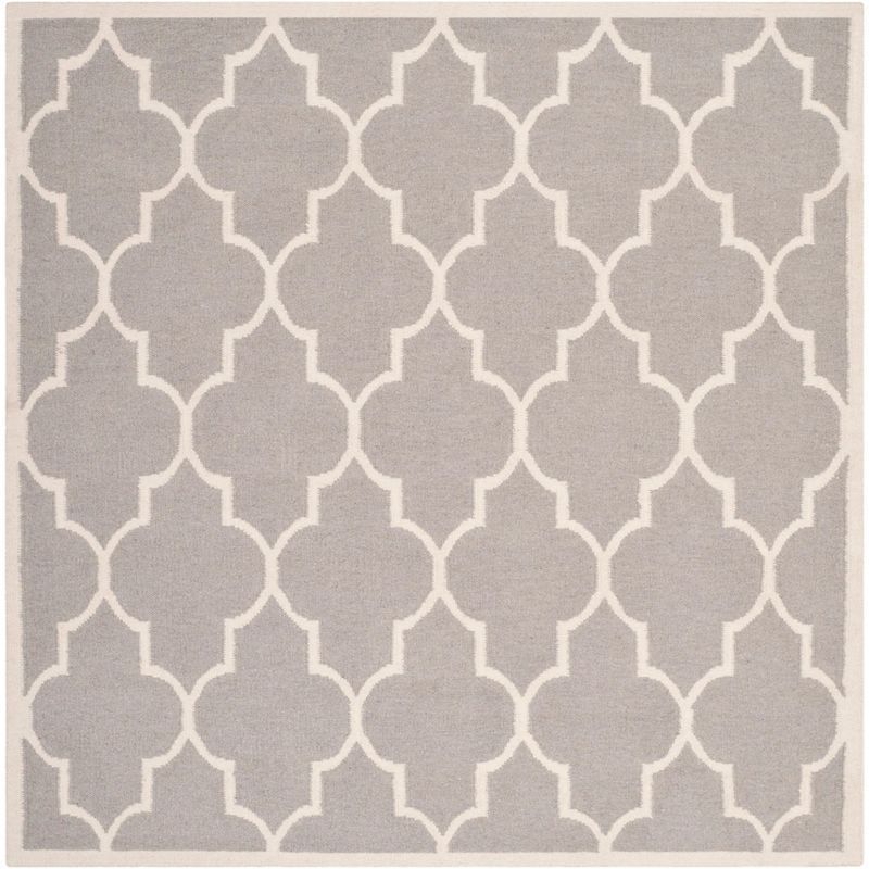 Handmade Dark Grey and Ivory Geometric Wool Area Rug