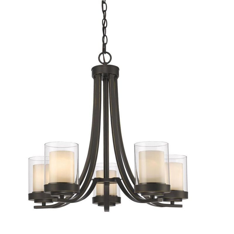 Willow Olde Bronze 5-Light Chandelier with Matte Opal & Clear Glass