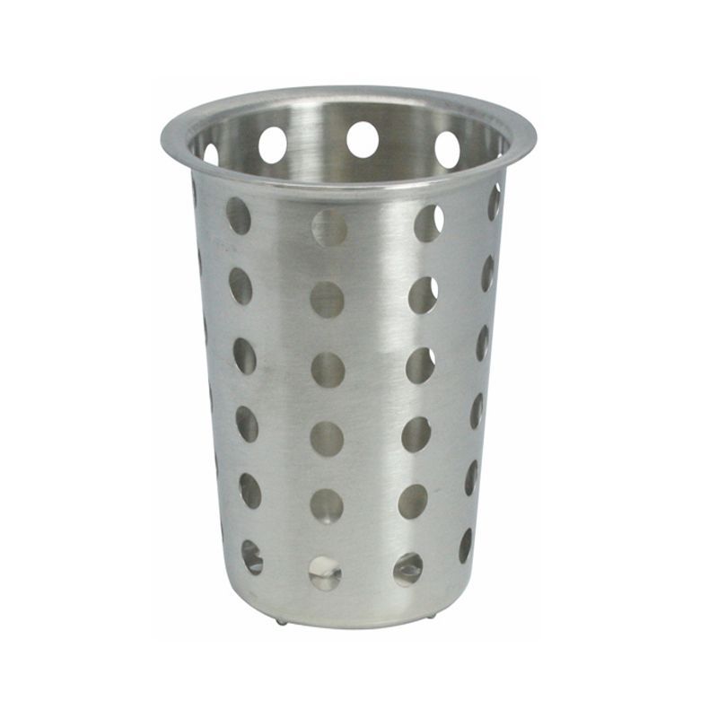 Silver Stainless Steel Perforated Flatware Cylinder Caddy