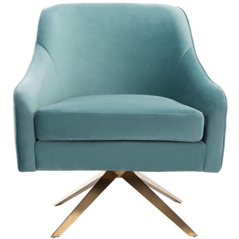 Seafoam Velvet Swivel Arm Chair with Metal Base