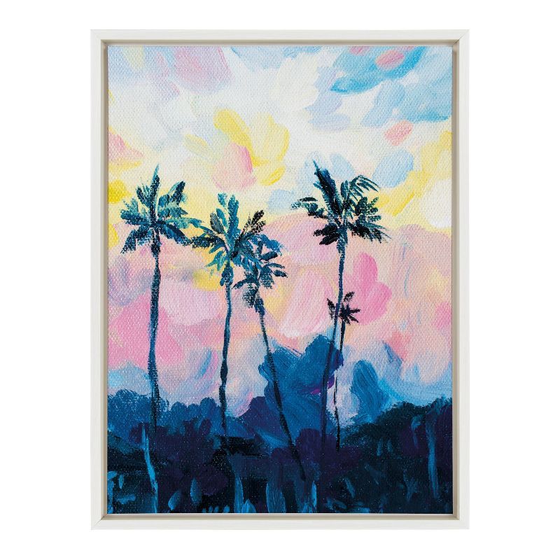 Apache Junction Sunset Tropical Coastal Canvas Print with White Frame