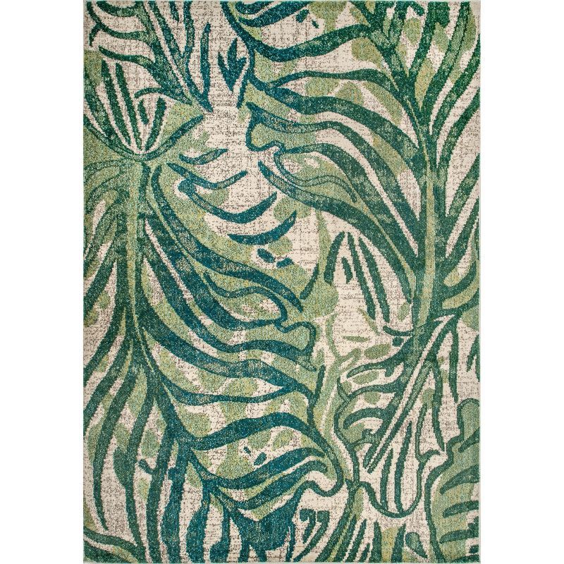 Green Floral Synthetic Easy Care Area Rug, 3' x 5'