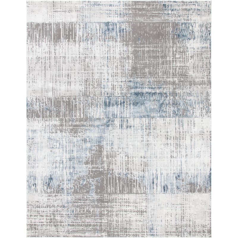 Contemporary Abstract Gray/Blue Synthetic 9' x 12' Area Rug