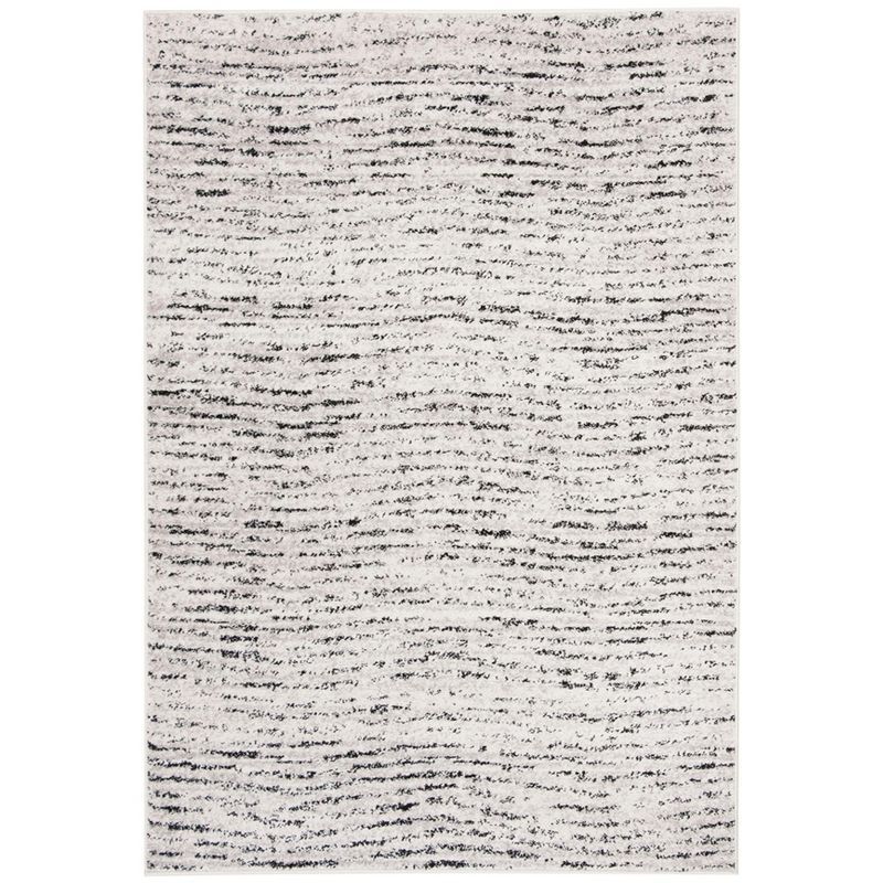 Ivory and Silver Synthetic Rectangle Area Rug, 10' x 14'