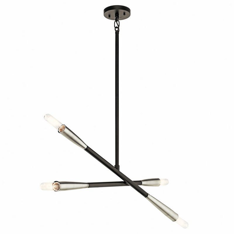 Modern Black Steel 4-Light Ambient Chandelier, 33.5" Wide