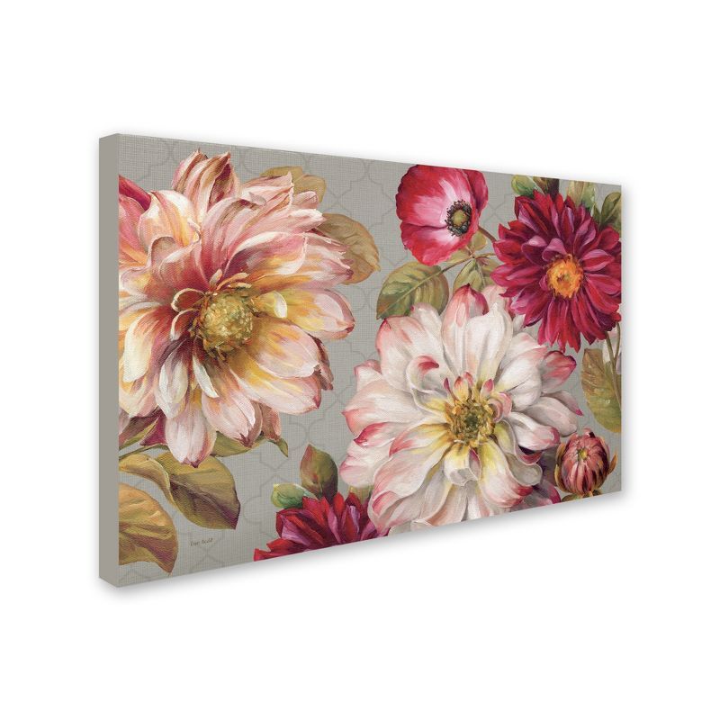 Large Floral Canvas Art with Geometric Background, 22" x 32"