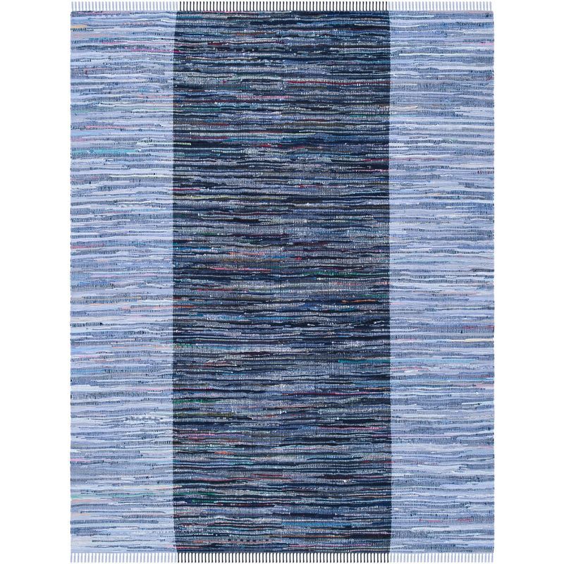 Navy Blue Handwoven Cotton Flat Woven 6' x 9' Area Rug