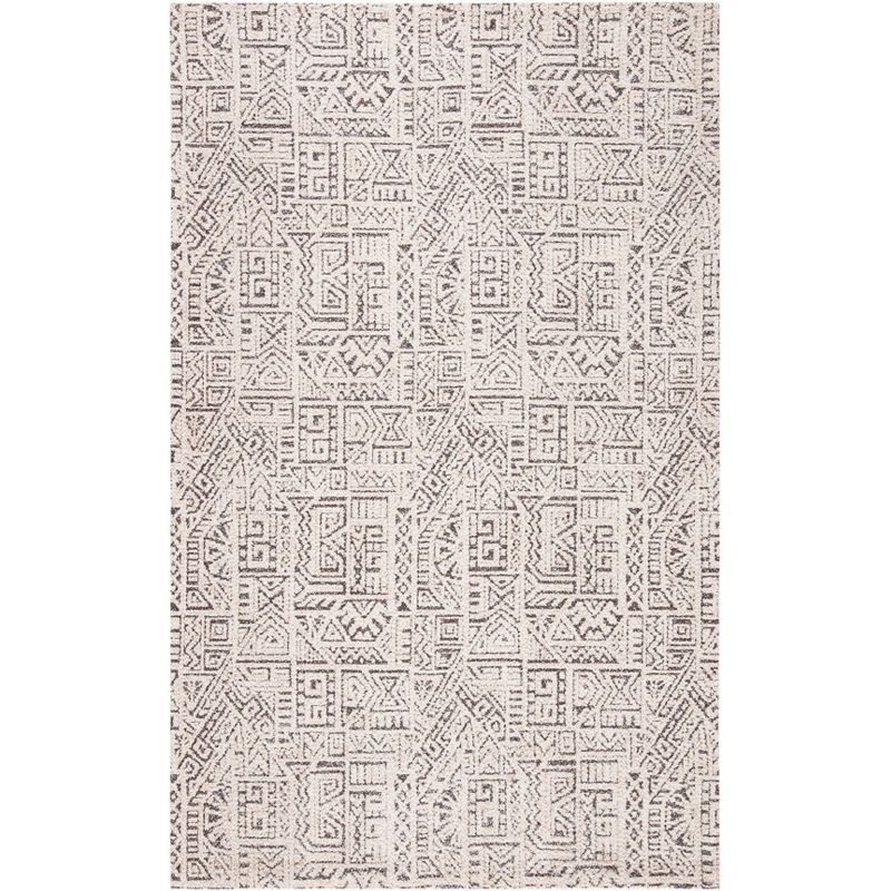 Ivory Geometric Flat Woven Rectangular Area Rug, 3' x 5'