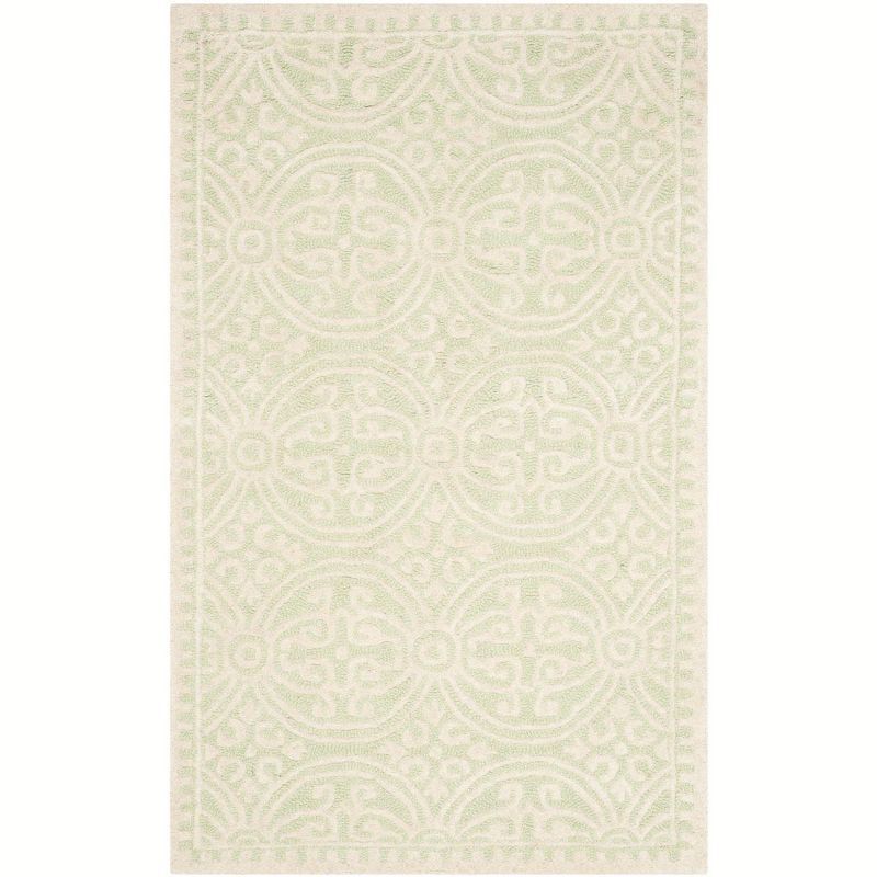 Handmade Light Green and Ivory Wool Tufted Area Rug 3' x 5'