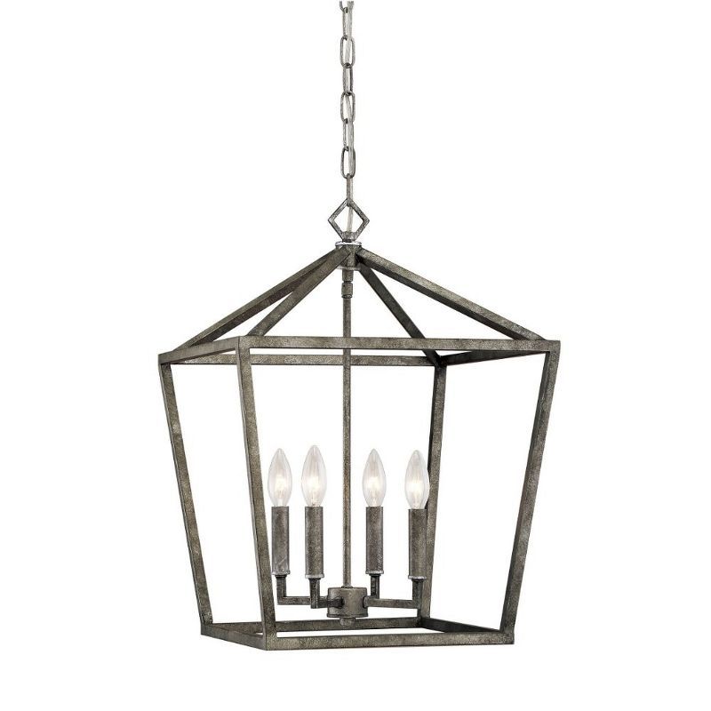 Contemporary Antique Silver 24" Candle Shape Pendant Light