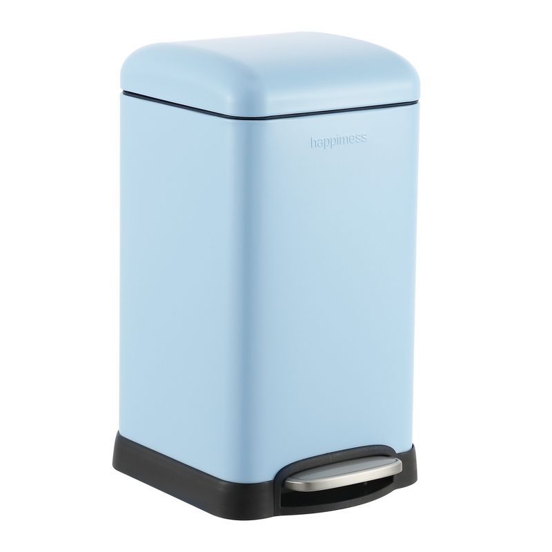 Tide Pool Blue Stainless Steel Step-Open Trash Can, 3.2-Gallon