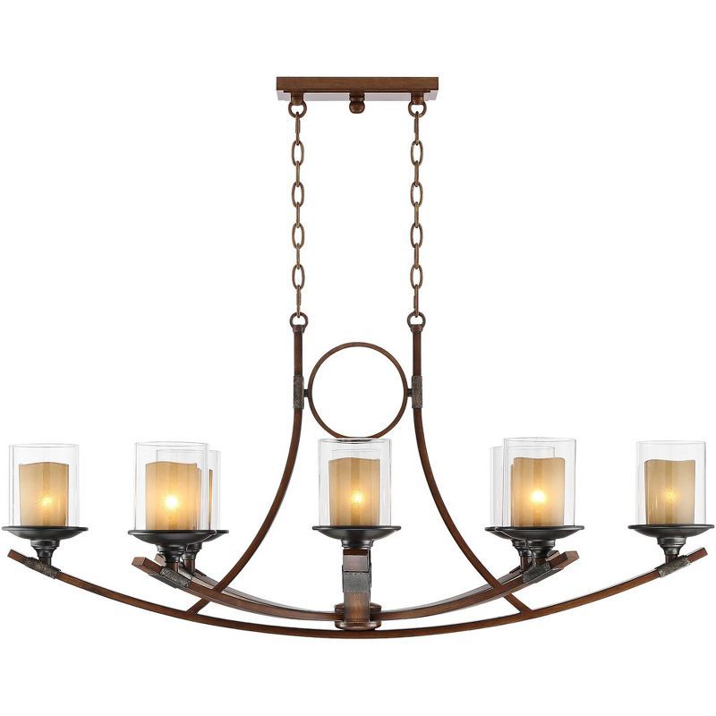 Mahogany and Bronze 8-Light Rustic Farmhouse Chandelier