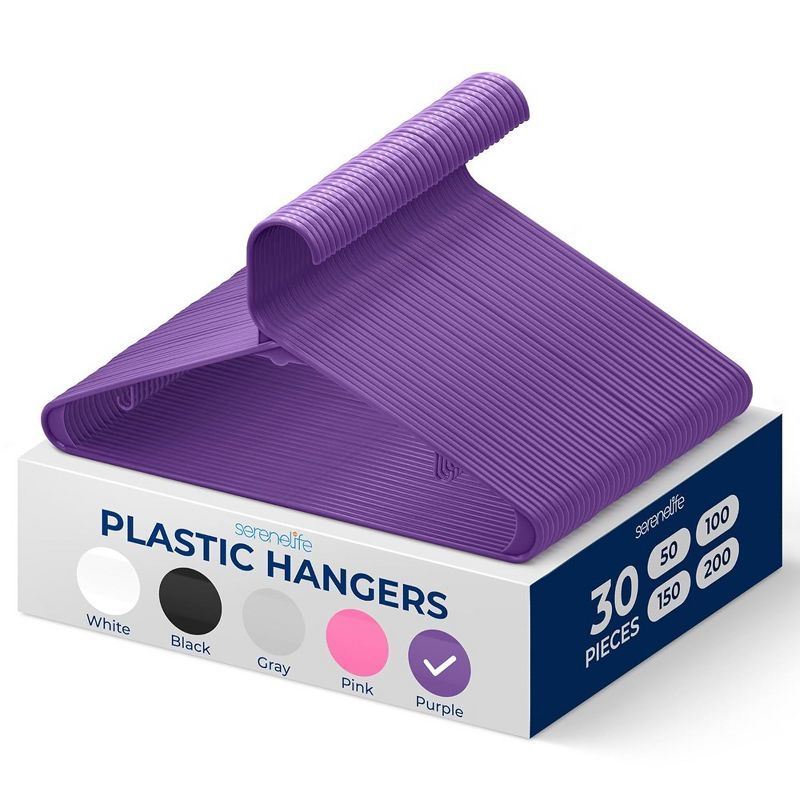 SereneLife 30-Piece Purple Plastic Slim Hangers