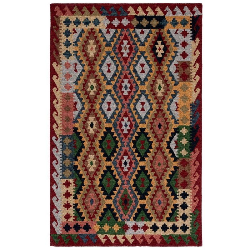 Hand-Tufted Rustic-Chic Red Wool Area Rug - 8' x 10'