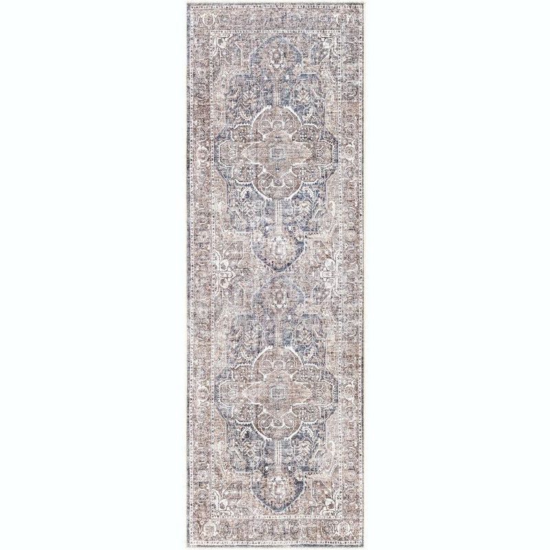 Gray and Tan Synthetic Fur Washable Runner Rug 2'7" x 7'10"