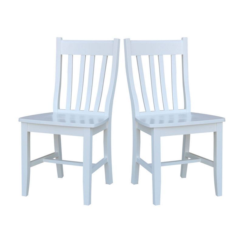 Elegant White Solid Wood High Slat Side Chairs, Set of 2