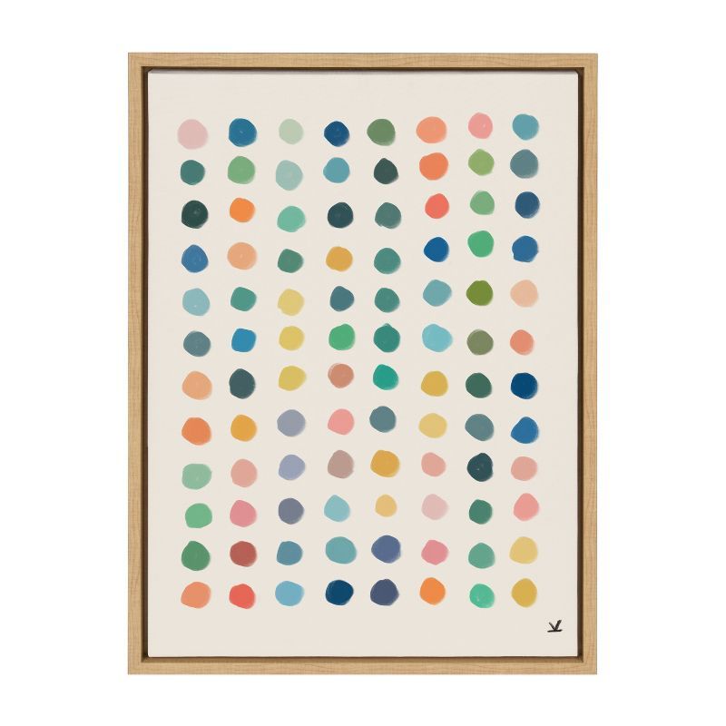 Meditation 3 Colorful Polka Dot Framed Canvas Art, 18x24